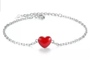 *SS 925 Bracelet w/Red Heart 20cm